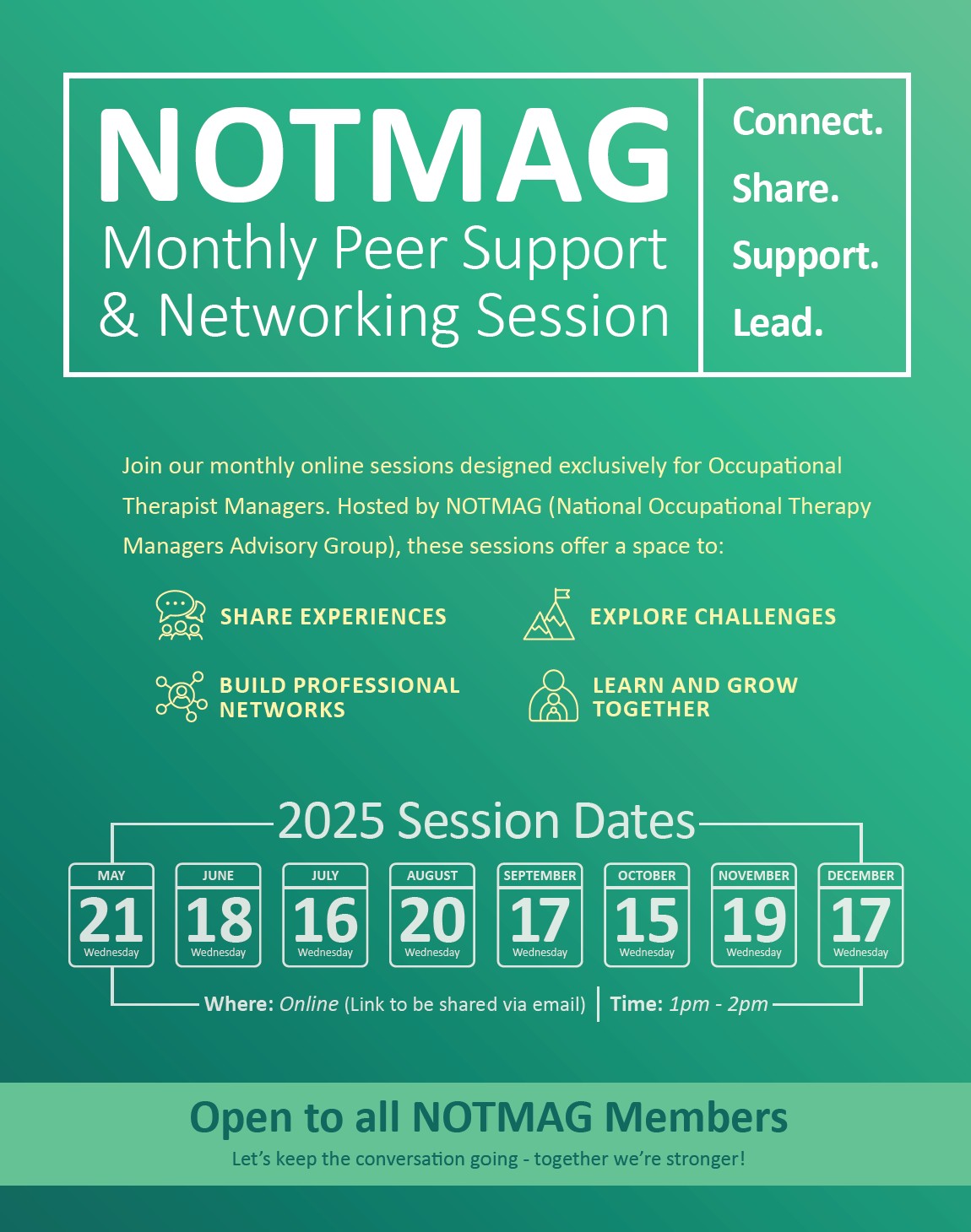 AOTI NOTMAG MONTHLY PEER SUPPORT & NETWORKING SESSIONS  image