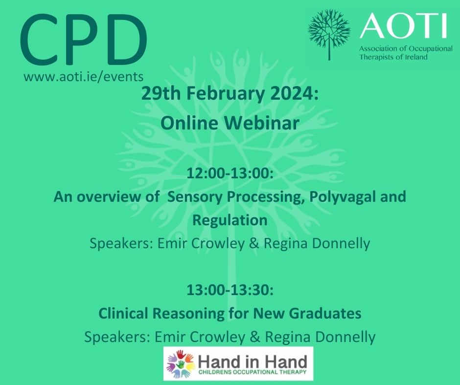 AOTI PAG Knowledge Sharing Webinar Series: February webinar - An overview of Sensory Processing, Polyvagal Theory and Regulation image